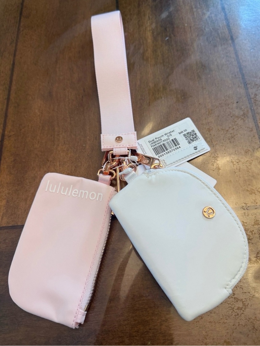 *NWT* Lululemon Athletica Rose Gold, Pink and White Wristlet